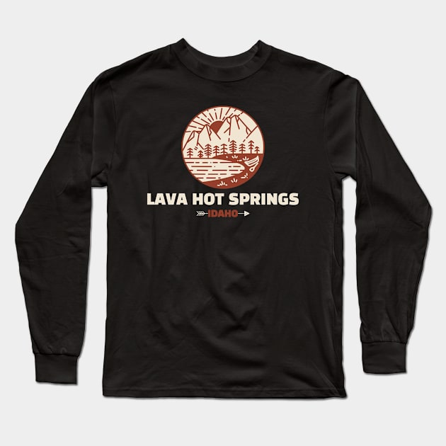 Retro Lava Hot Springs Long Sleeve T-Shirt by Insert Place Here